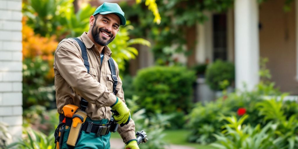 Pest control technician inspecting a home for pests.