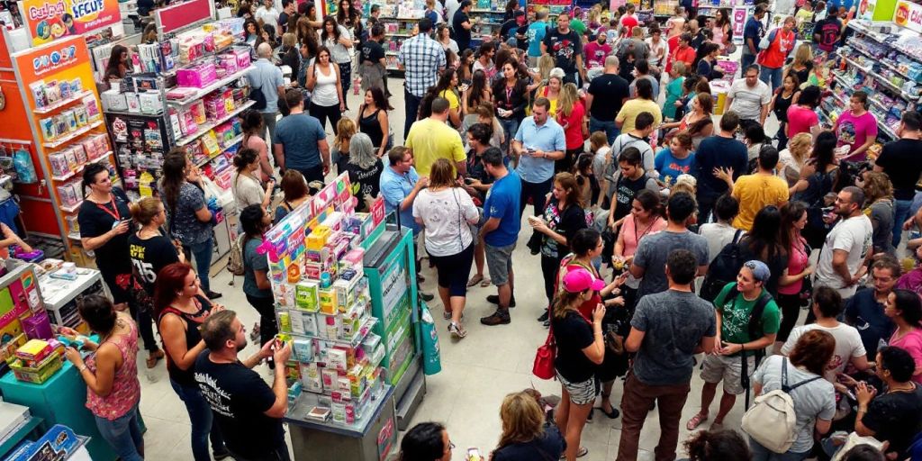 Customers enjoying in-store promotions at a retail store.