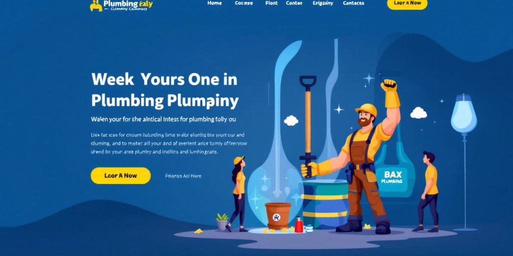 Modern plumbing website design with vibrant colors and layout.