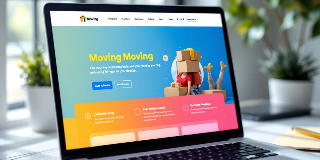 Modern web design for a moving company on a laptop.