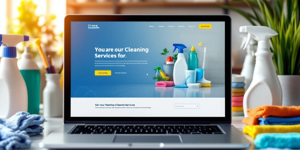 Modern web design for cleaning services on a laptop.