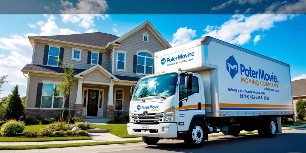 Moving truck in front of a suburban home.