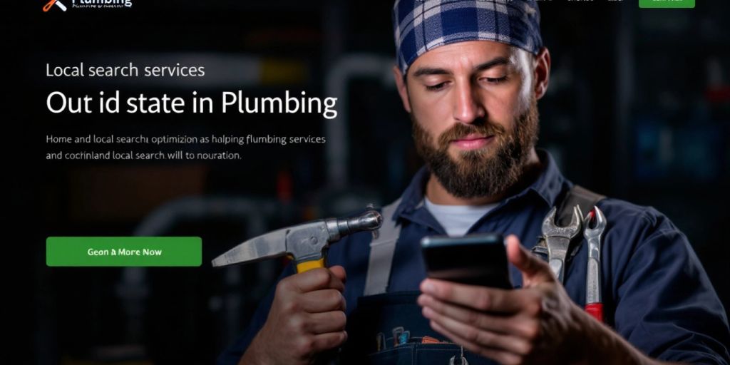 Plumber using smartphone to manage Google My Business.