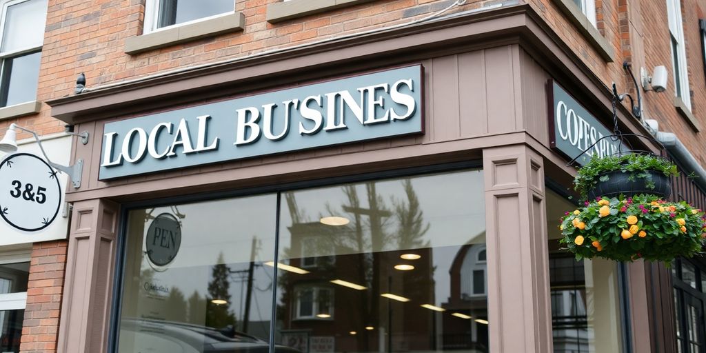 Photograph of a well-maintained business storefront.